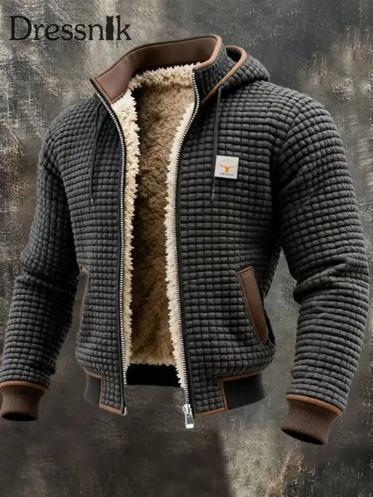 Retro-strukturierte warme Outdoor-Jacke für Herren mit mehreren Taschen Dunkelgrau / S