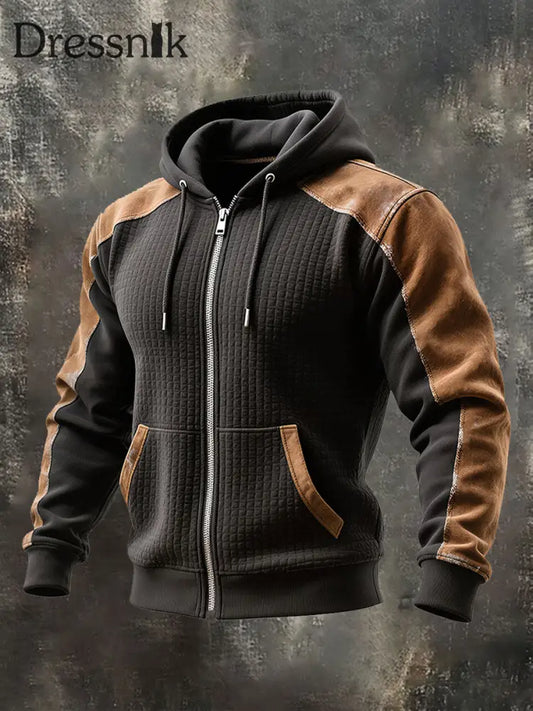 Retro-strukturierte warme Outdoor-Jacke für Herren Schwarz / S