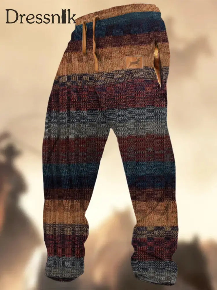 Retro Textur Muster Druck Western Village Jagd Logo gestreifte lässige Jogging hose A / S