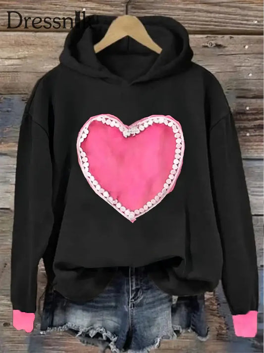 Retro Valentinstag Liebe Kunst Mode Rundhals Pullover Langarm Top