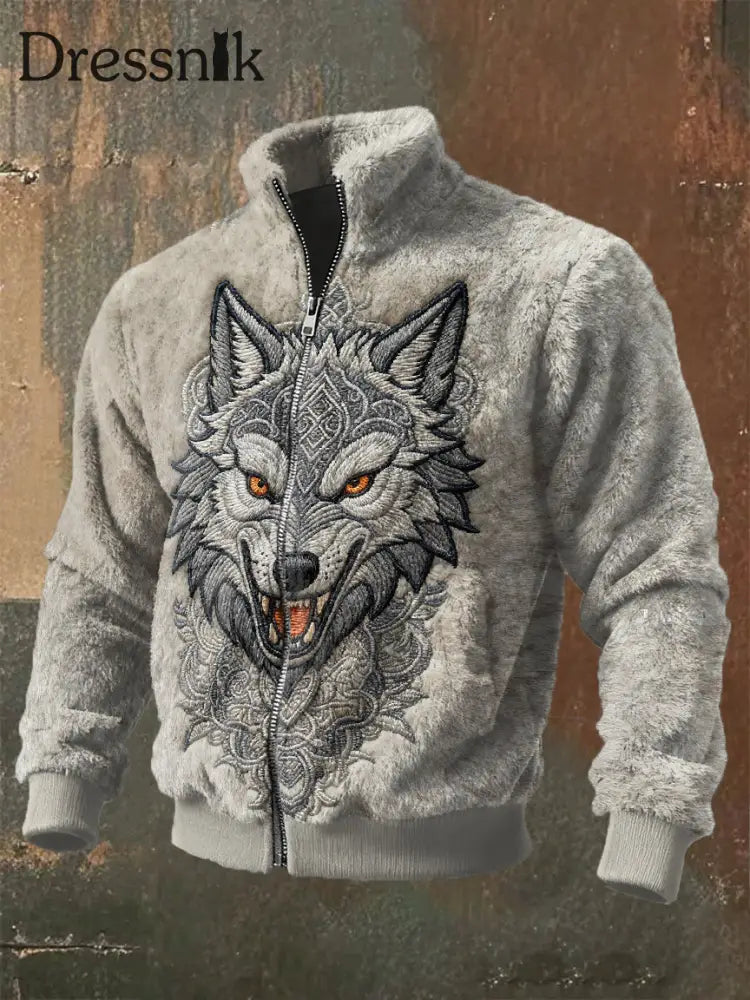 Retro Viking Print Freizeit strickjacke als bild / S