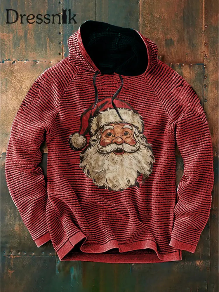 Retro Weihnachten Weihnachts mann Print Casual Baumwolle Französisch Terry Hoodie Rot / S