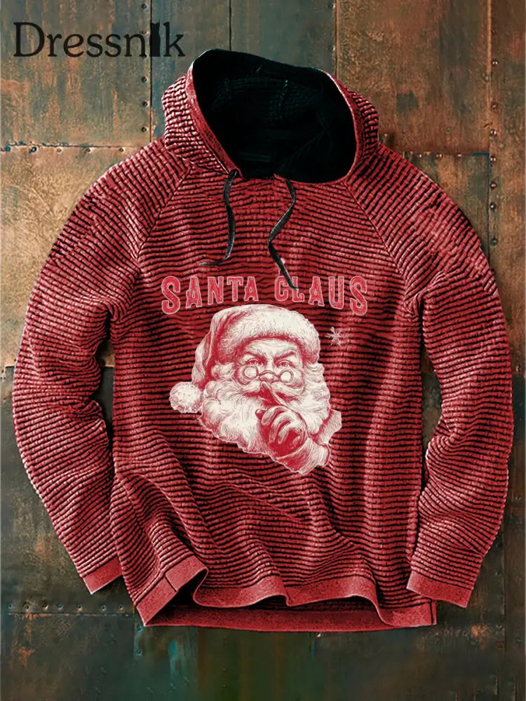 Retro Weihnachten Weihnachts mann Print Casual Baumwolle Französisch Terry Hoodie Rot / S