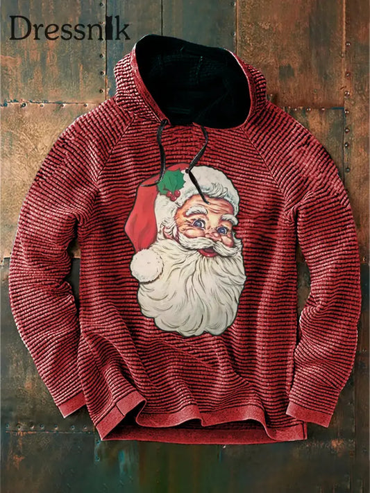 Retro Weihnachten Weihnachts mann Print Casual Baumwolle Französisch Terry Hoodie Rot / S