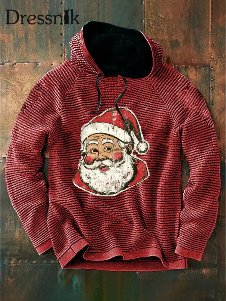 Retro Weihnachten Weihnachts mann Print Casual Baumwolle Französisch Terry Hoodie Rot / S