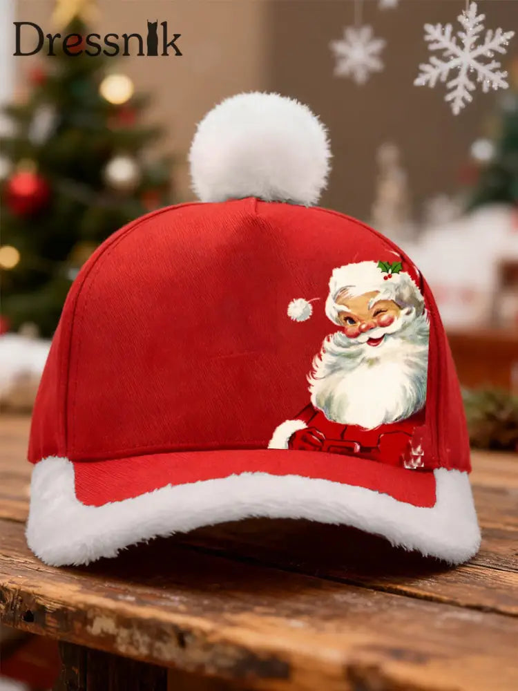 Retro Weihnachts mann Plüsch Patchwork Hut Rot / EINS
