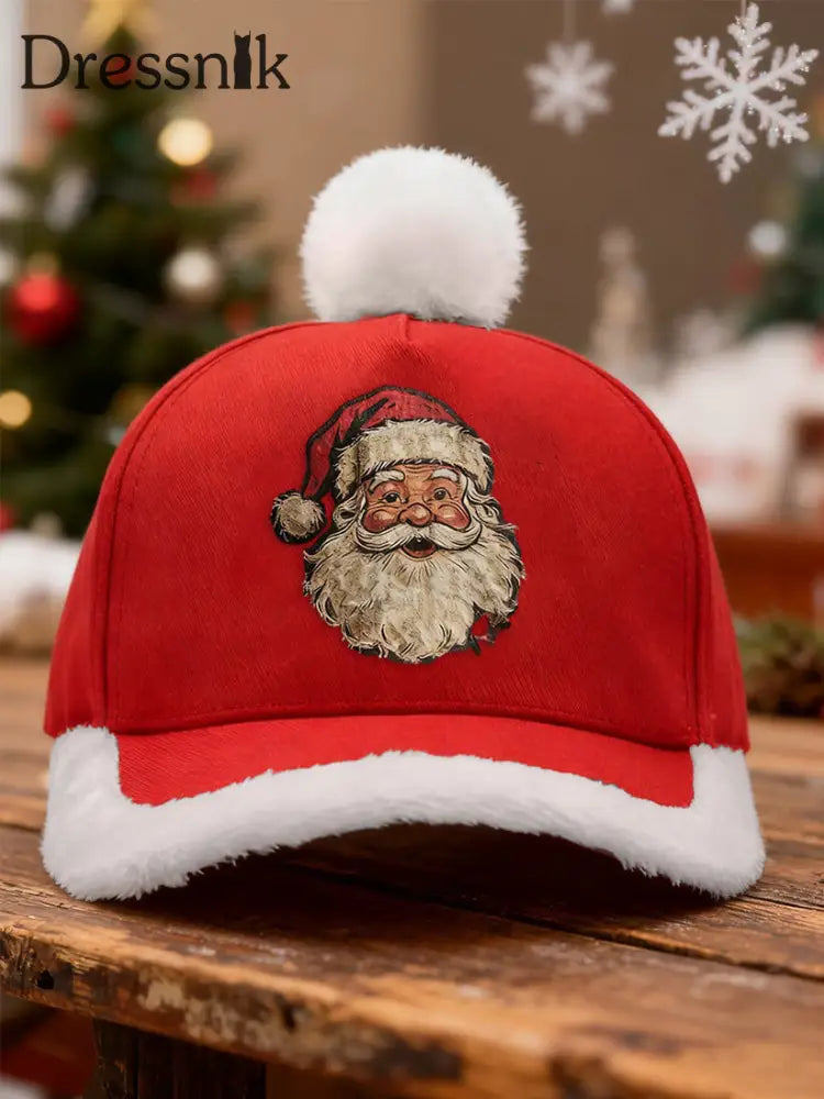 Retro Weihnachts mann Plüsch Patchwork Hut Rot / EINS