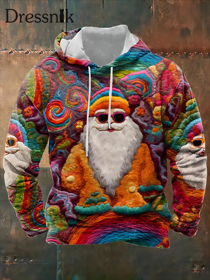 Retro Weihnachts Mann Print Mode Kapuzen Pullover Lange Ärmel Sweatshirt