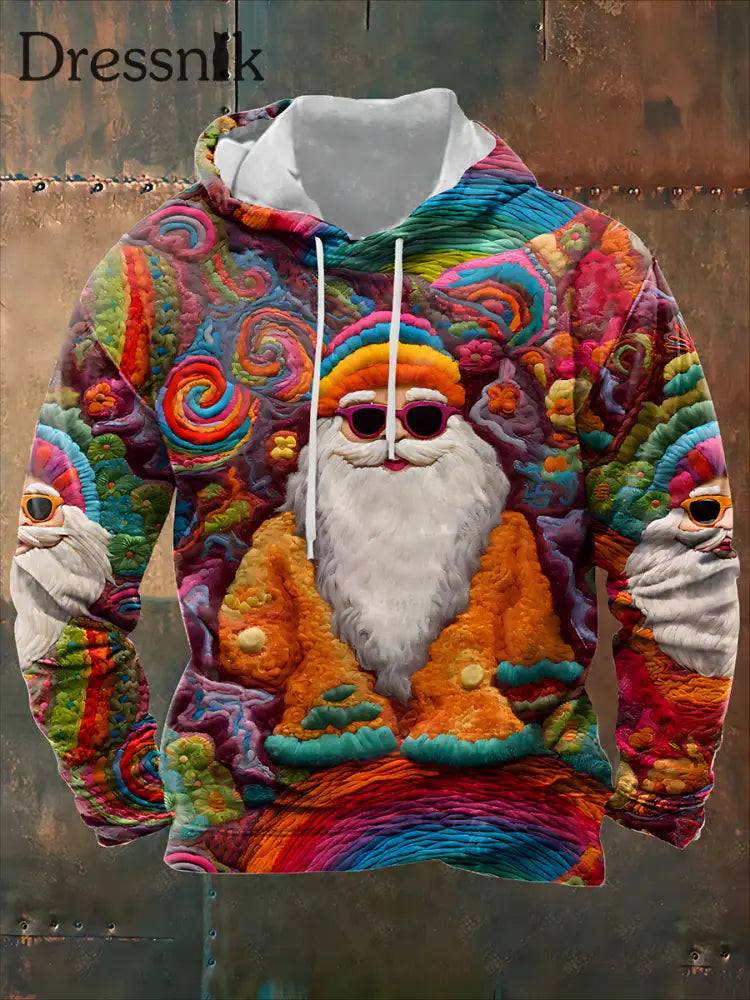 Retro Weihnachts Mann Print Mode Kapuzen Pullover Lange Ärmel Sweatshirt A / S