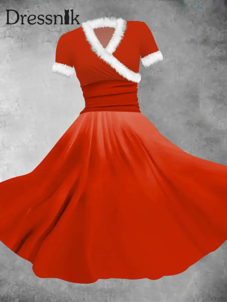 Retro Weihnachts Spaß Bedrucktes Mode Kleid