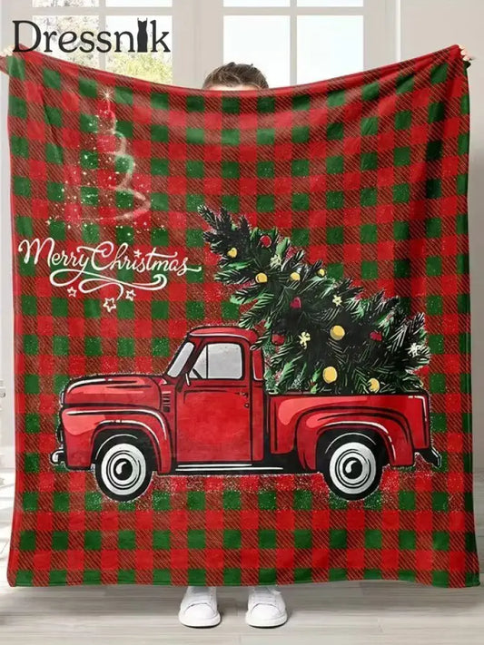 Retro Weihnachtsbaum-Auto-Heim dekor Flanell decke Rot / EINS