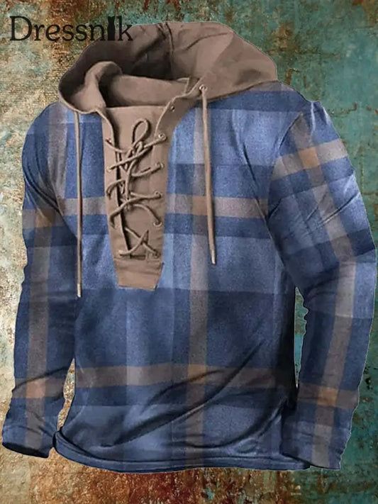 Retro Western Style Printed Casual Long Sleeve Hooded Top