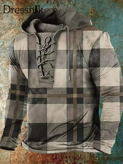 Retro Western Style Printed Casual Long Sleeve Hooded Top