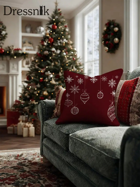 Roter Weihnachts schmuck & Schneeflocke Kissen mehrfarbig