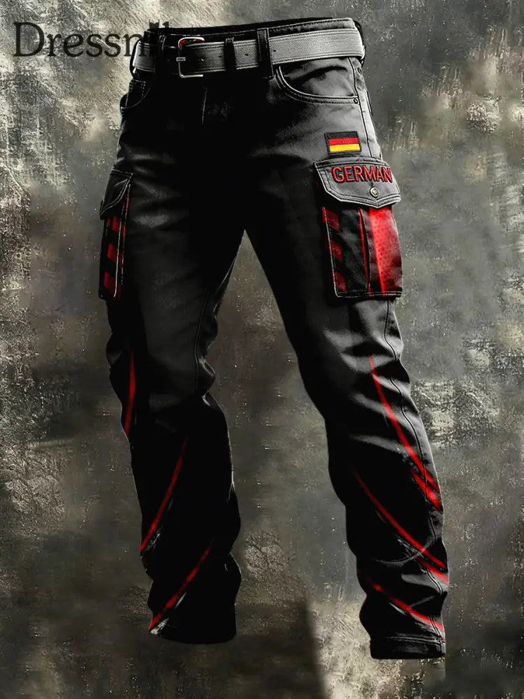 Schwarze Freizeit hose mit deutscher Flagge für Herren Schwarz / S