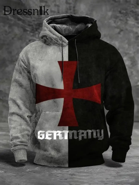 Schwarze und weiße Color block Hoodie für Männer Deutsches Eisernes Kreuz Armee S