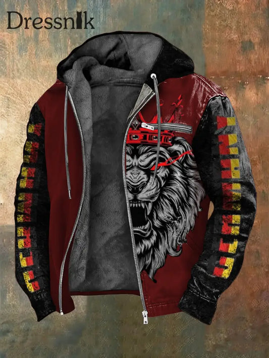 Sherpa-Jacke mit Lion-& Flag-Print für Herren rot Deutschland mehrfarbig / S