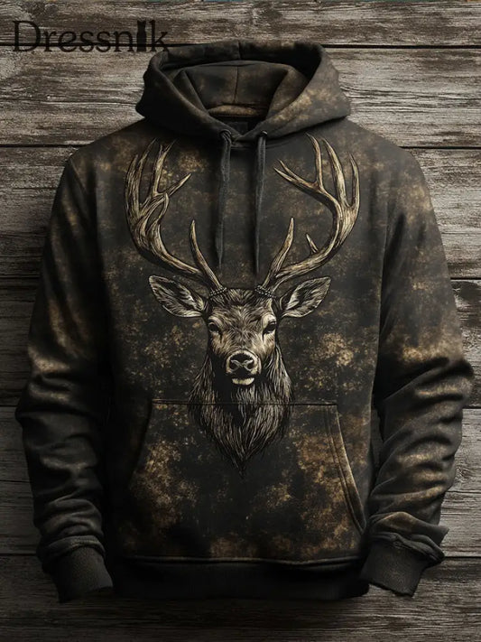 Skull Art bedruckter Hoodie im westlichen Stil für Männer als bild / S
