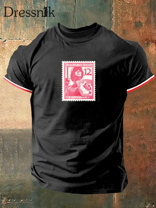 Soldat Des Deutschen Reichs Print Vintage Mode Kurzarm T-Shirt Schwarz / S