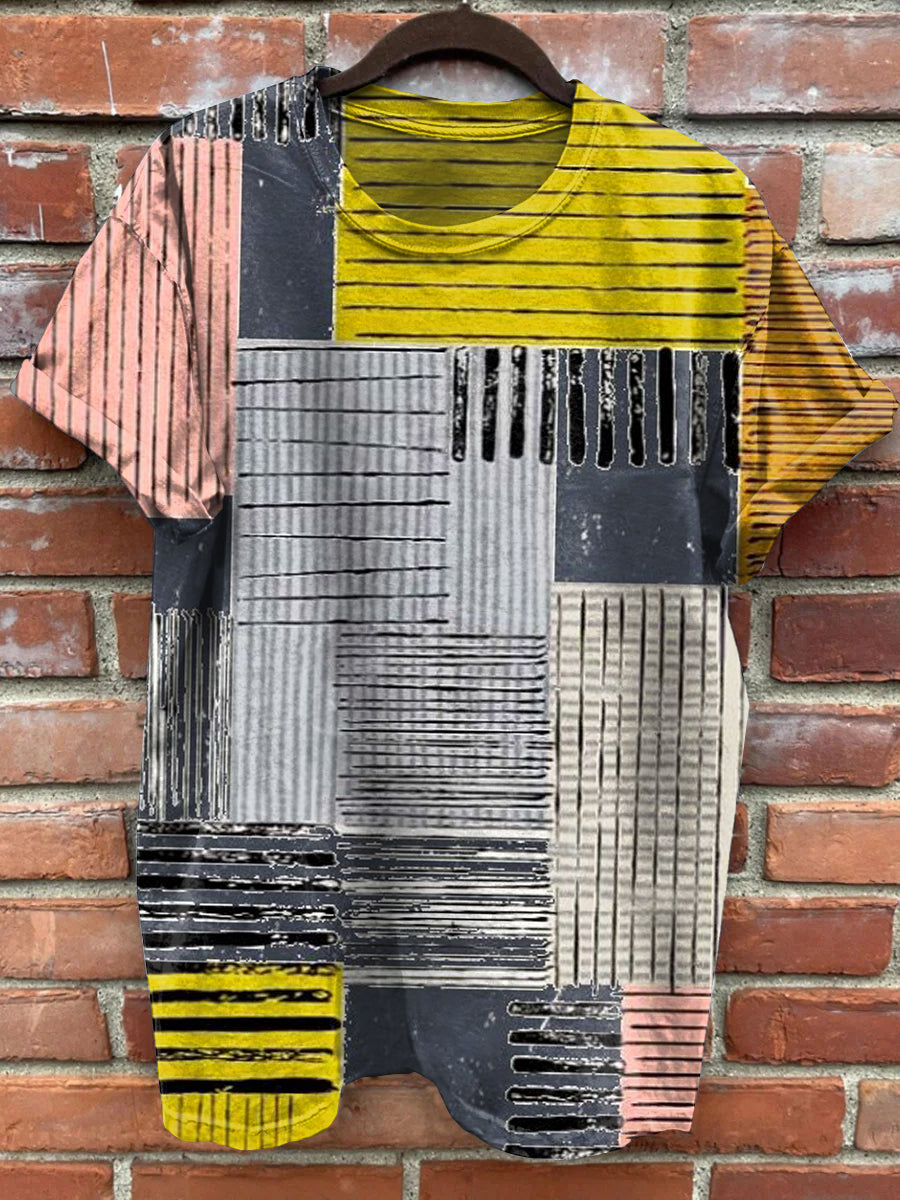 Retro Mode moderne geometrische Druck lässig kurze Ärmel
