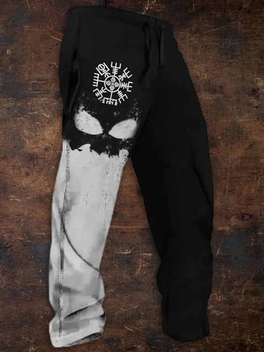 Retro Norse Viking Grafik Print Textur Logo gestreifte lässige Jogging hose