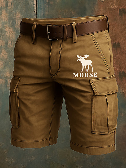 Retro Elch hirsche Lederhosen Künstlerisch bedruckte Taschen tasche Freizeit-Cargo-Shorts