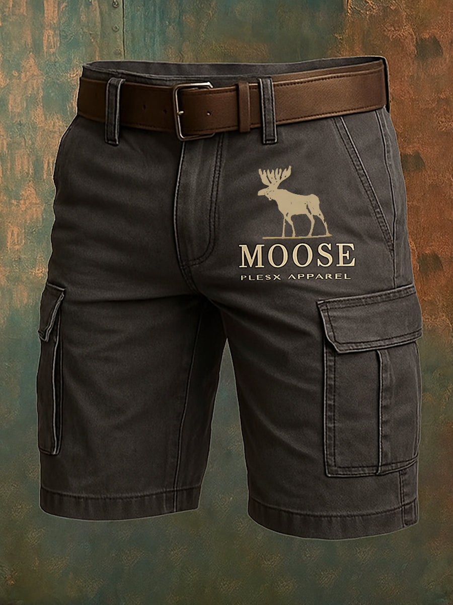 Retro Elch hirsche Lederhosen Künstlerisch bedruckte Taschen tasche Freizeit-Cargo-Shorts