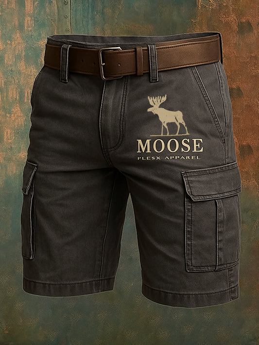Retro Elch hirsche Lederhosen Künstlerisch bedruckte Taschen tasche Freizeit-Cargo-Shorts