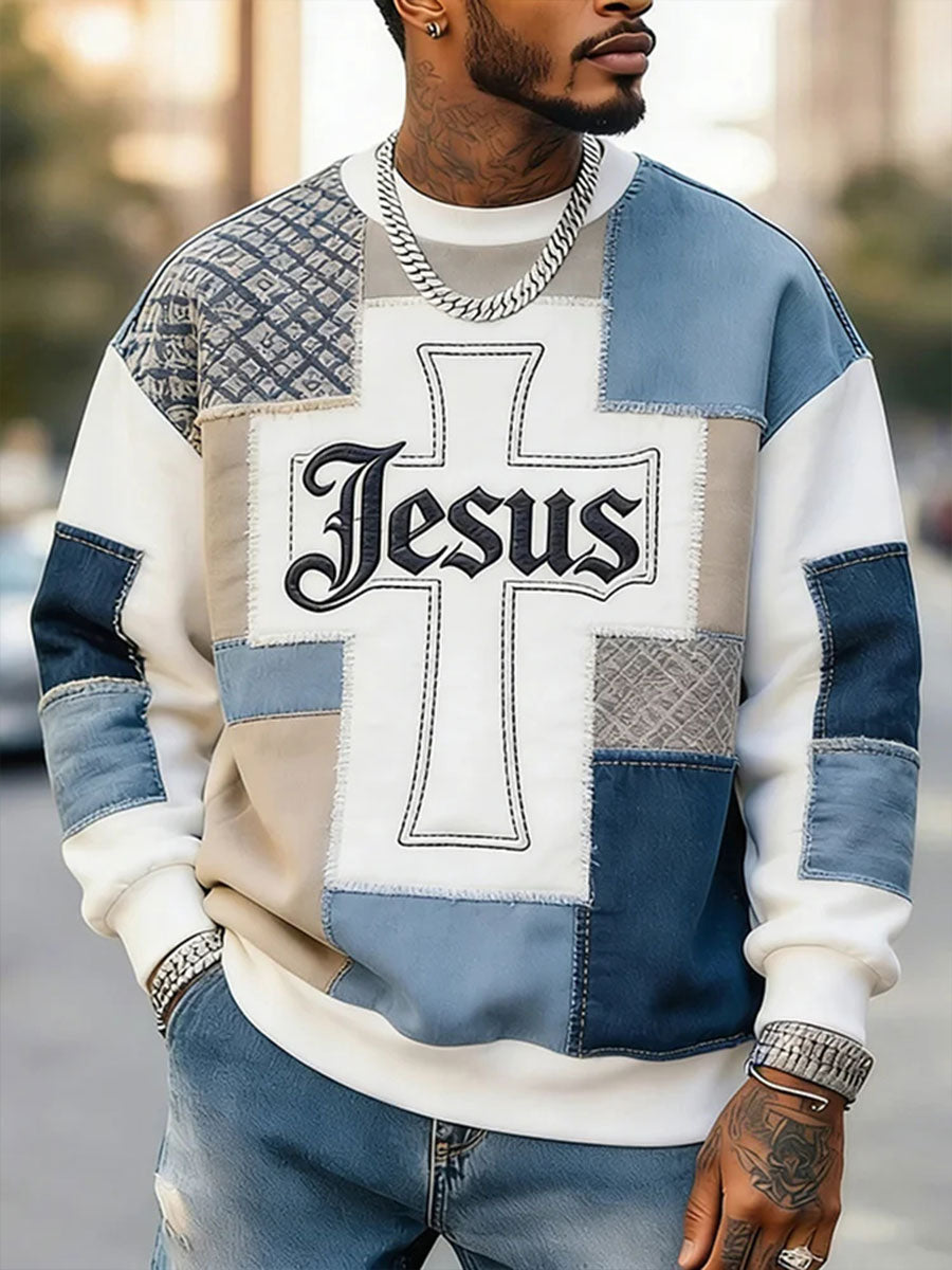 Herren Jesus Sweatshirt mit Rundhals ausschnitt