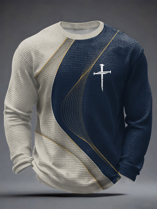 Männer Faith Kreuz Waffel Langarm T-Shirt