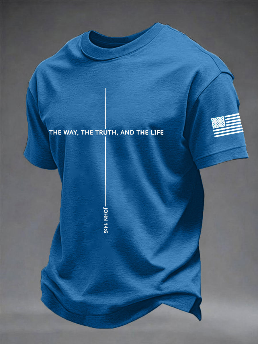 Männer Jesus Der Weg Die Wahrheit Das Leben Kreuz Kurzarm T-Shirt