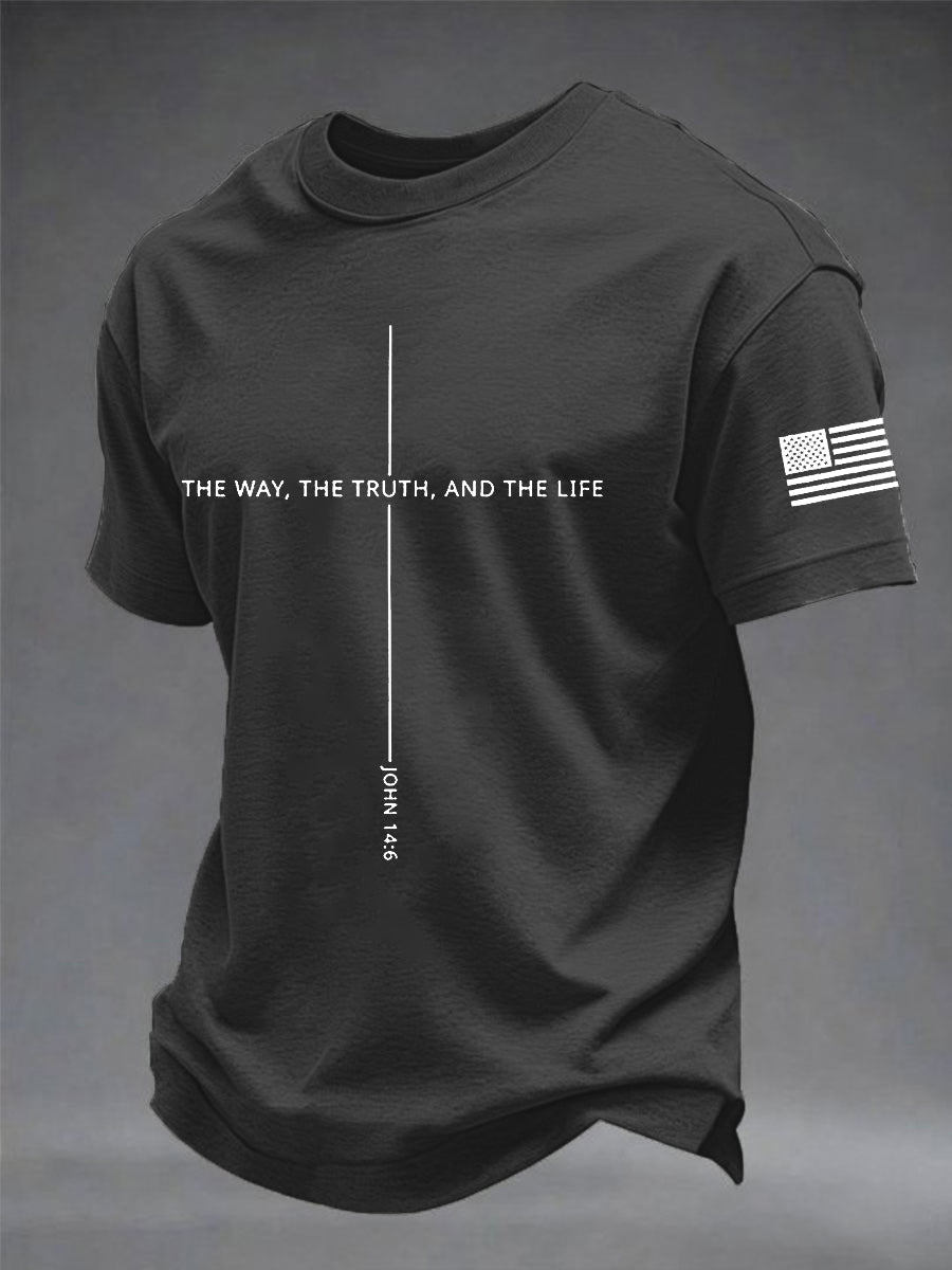 Männer Jesus Der Weg Die Wahrheit Das Leben Kreuz Kurzarm T-Shirt