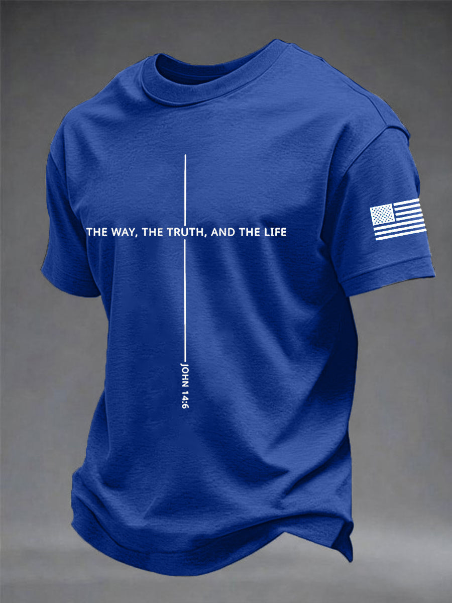 Männer Jesus Der Weg Die Wahrheit Das Leben Kreuz Kurzarm T-Shirt