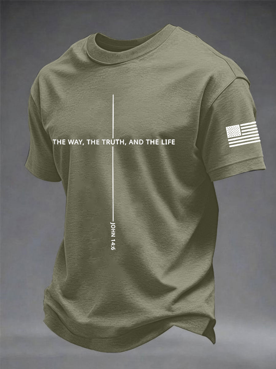 Männer Jesus Der Weg Die Wahrheit Das Leben Kreuz Kurzarm T-Shirt