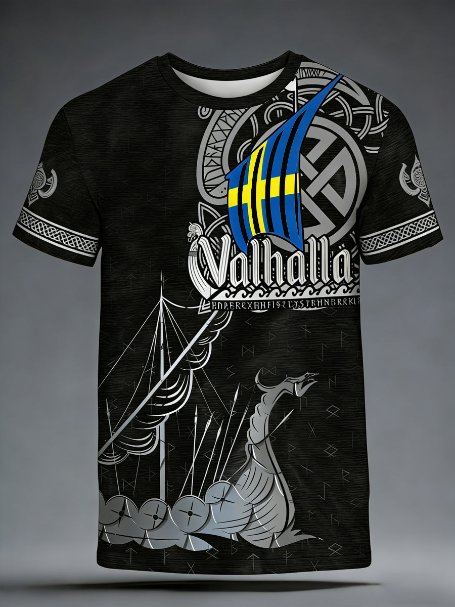Bedrucktes T-Shirt im schwedischen Viking-Stil für Männer