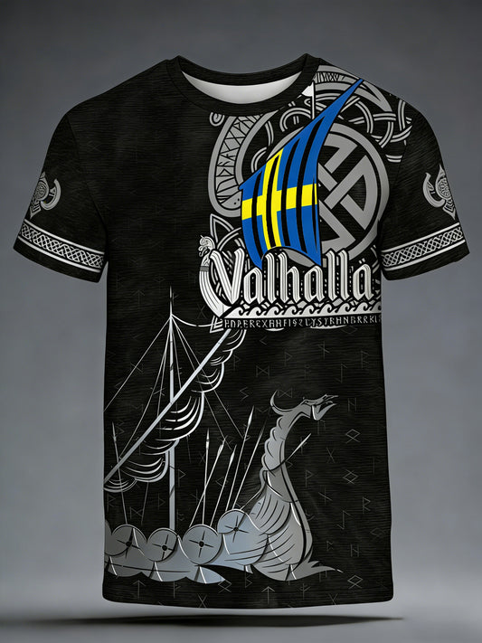 Bedrucktes T-Shirt im schwedischen Viking-Stil für Männer