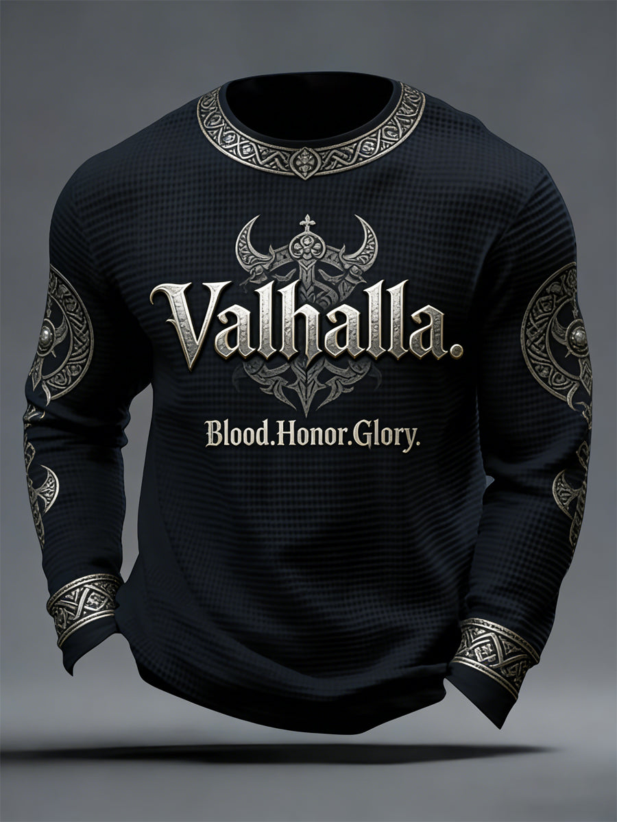 Herren Walhalla-Waffel oberteil im Viking-Stil