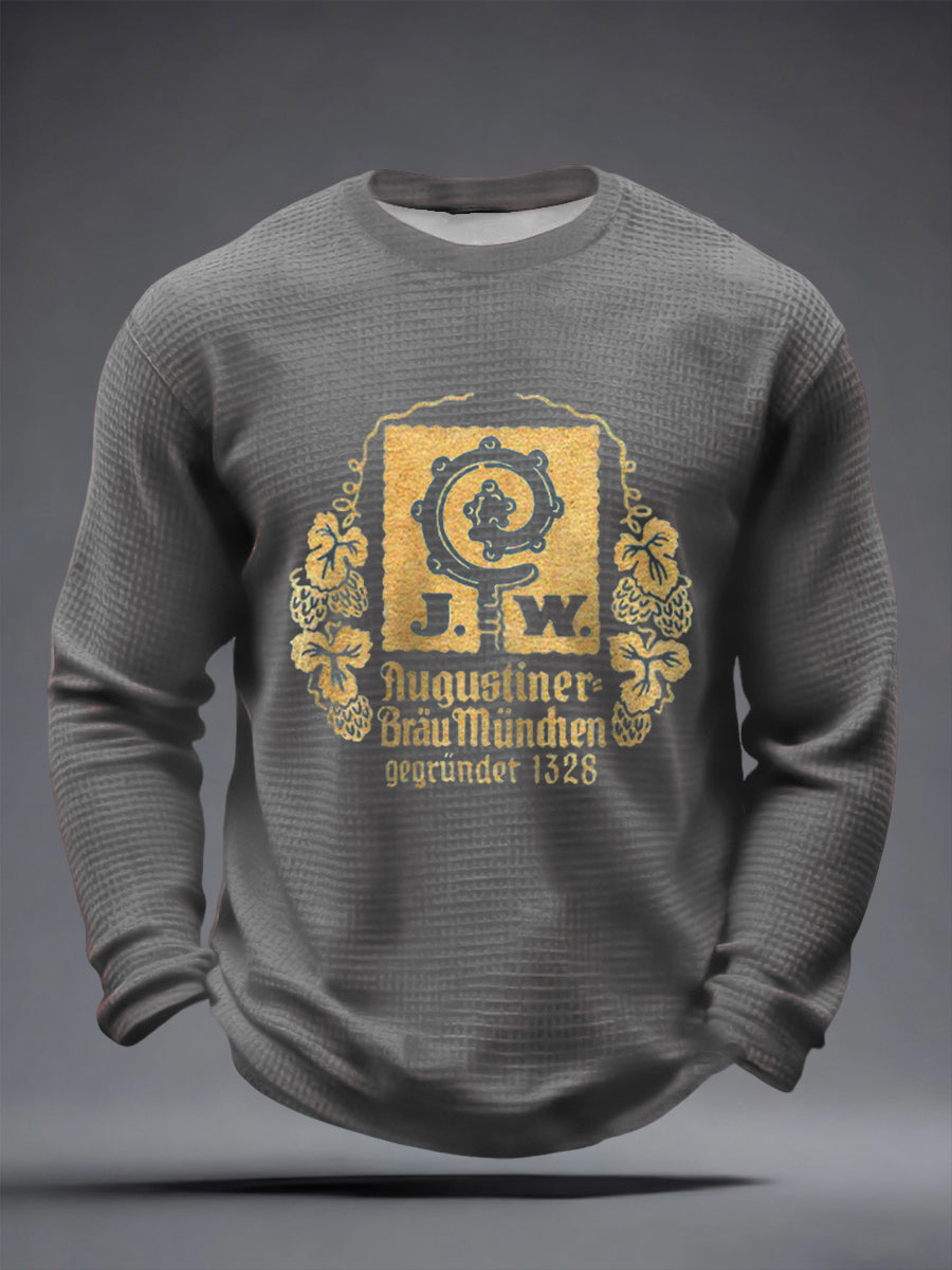 Männer Bier Liebhaber Waffel Langarm T-Shirt