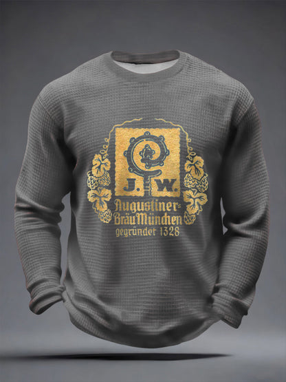 Männer Bier Liebhaber Waffel Langarm T-Shirt