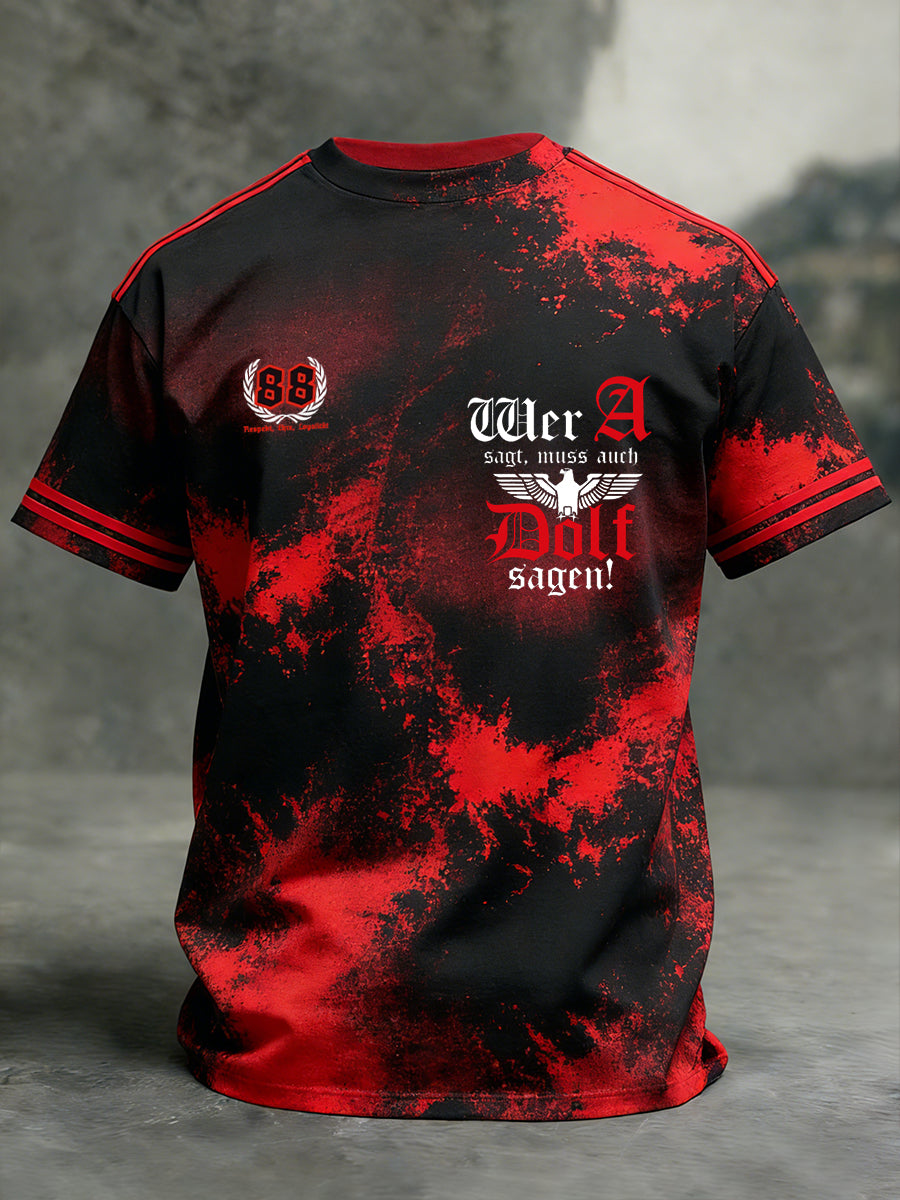 Herren Vintage deutsche Flagge Print Casual T-Shirt