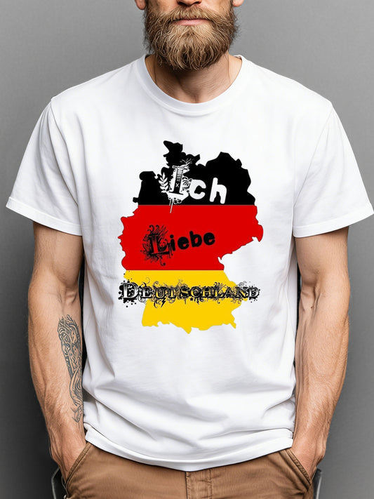 Retro deutsche Flagge Karte Kunst 100% Baumwolle T-Shirt