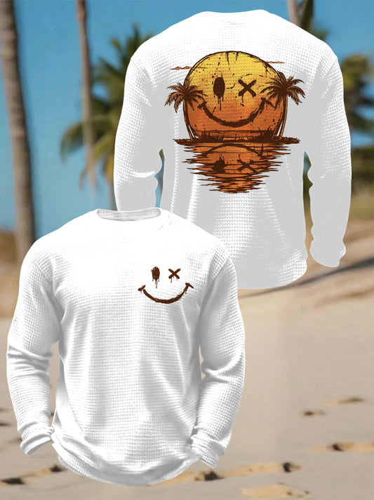 Herren Smiley Sea Waffel-Longsleeve-T-Shirt