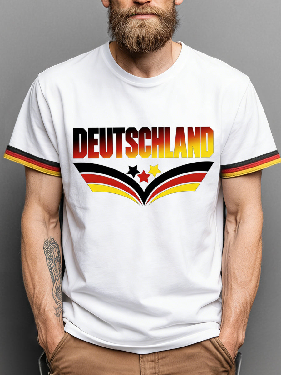 Retro-deutsches abstraktes Flaggenkunst-T-Shirt aus 100% Baumwolle