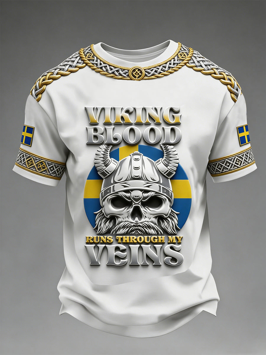 Herren Schweden Viking Bedrucktes T-Shirt