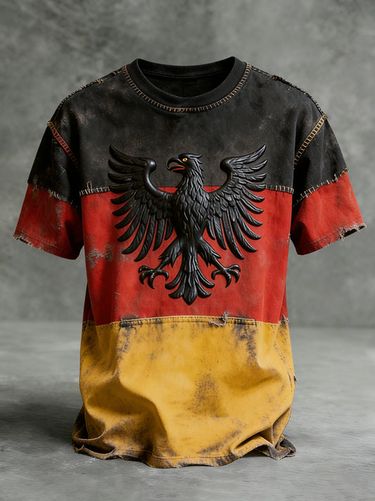 Herren-Vintage-T-Shirt mit deutscher Flagge im Casual-Style