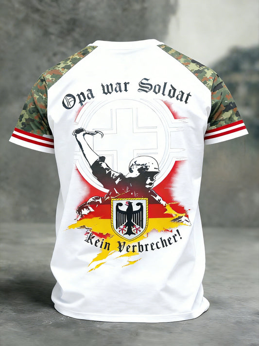 Herren Vintage deutsche Flagge Print Casual T-Shirt