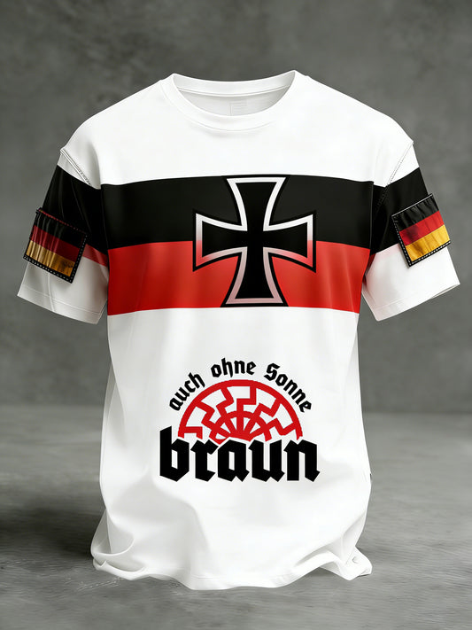 Herren Vintage deutsche Flagge Print Casual T-Shirt