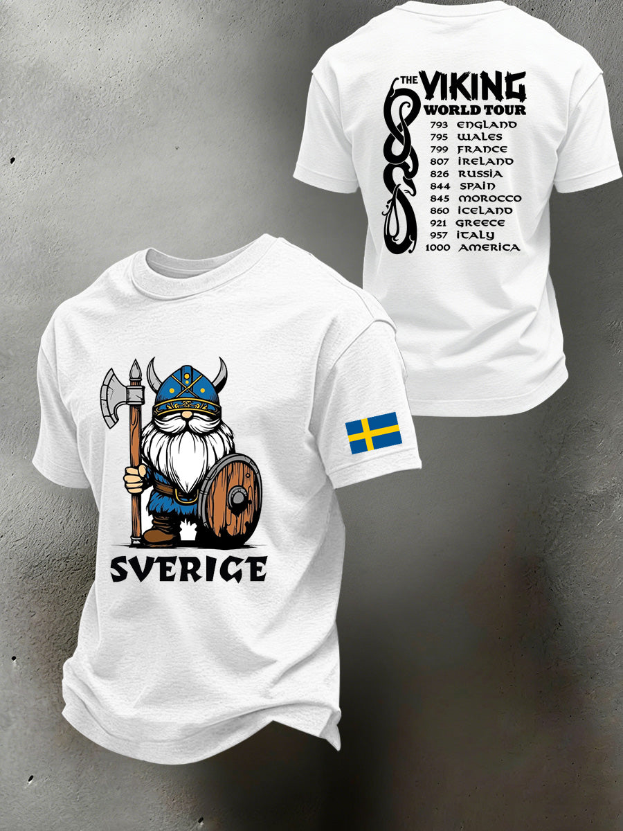 Herren-T-Shirt mit schwedischem Wikinger-Motiv und Aufdruck