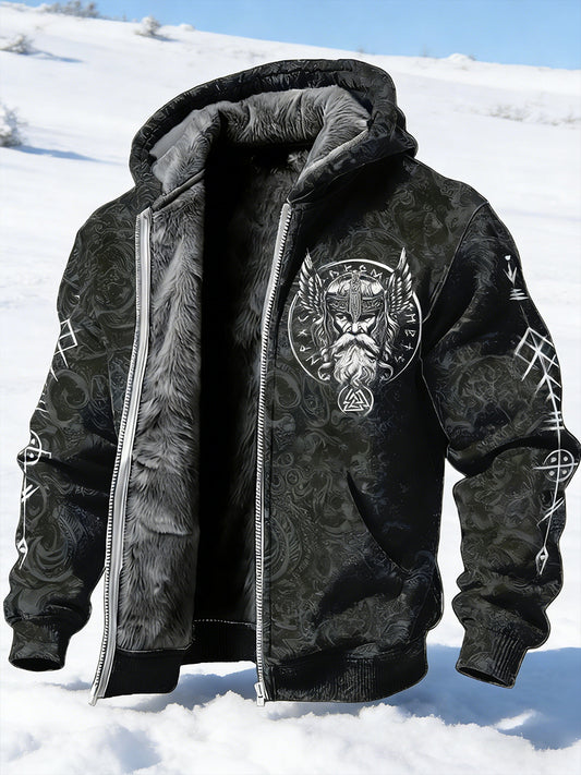 Herren-Fleecejacke im Wikingerstil mit Print