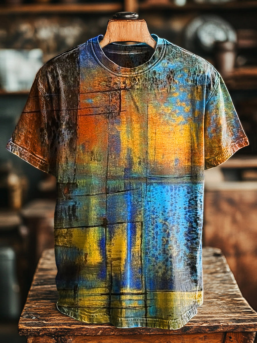Unisex Vintage abstrakter geometrischer Druck lässig lose T-Shirt